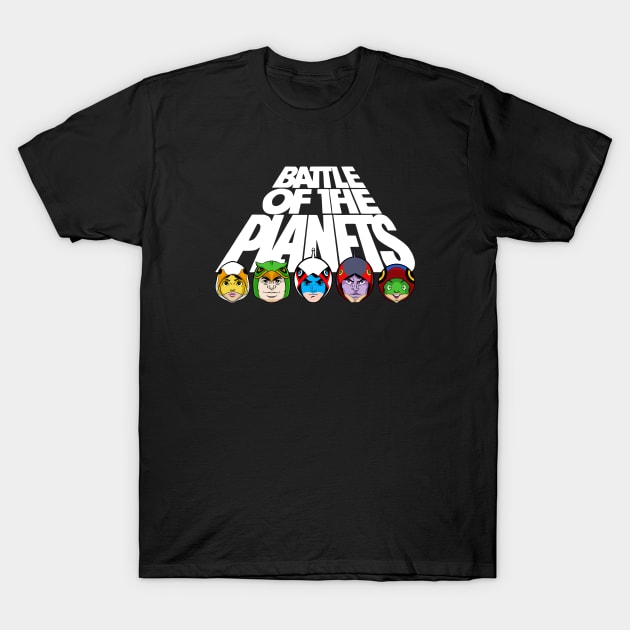 Gatchaman Battle of the Planets - title heads T-Shirt by KERZILLA